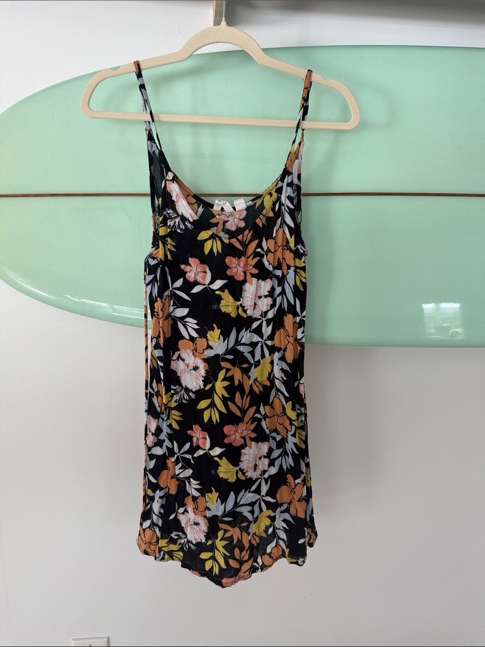 Roxy Black Floral Cami with Peach and Mustard Blooms
